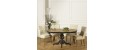 The black pedestal round extendable ARIANE Dining Table for 6 by Robin Interiors