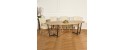 JACKSON rustic wood dining table with metal dining table legs and parquet table top by Robin Interiors