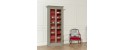 EMILY glass door display cabinet with adjustable shelves, grey and red by Robin Interiors