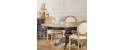 AMBOISE black dining room table wood round extendable dining table by Robin Interiors