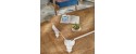 MONTGOMERY rectangle coffee table wood table top and white legs by Robin Interiors