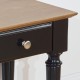 wood and black bedside table