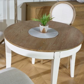 HAUSSMANN - Shabby chic round and white oak dining table